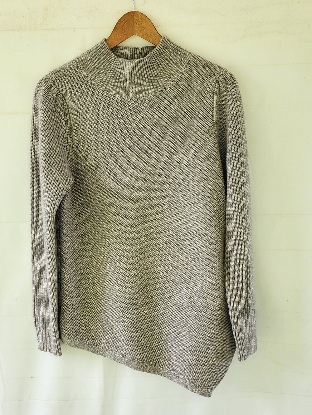 Milly Wool Cashmere Ribbed Mock Neck Sweater